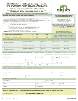 Mass Save Mini-Split Heat Pump Rebate Application