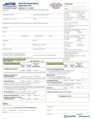 AUTM 2016 Annual Meeting Registration Form