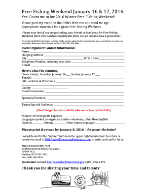 Wisconsin Free Fishing Weekend Event Registration