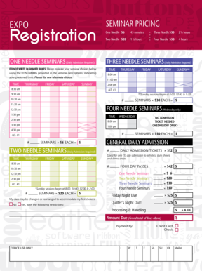 Sewing & Stitchery Expo Registration Form