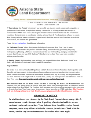 Arizona State Trust Land Recreational Use Permit