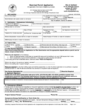 City of Jackson Electrical Permit Application