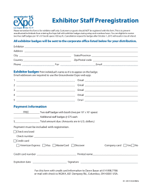 Exhibitor Staff Preregistration Form