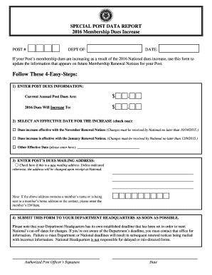 2016 Membership Dues Increase Form