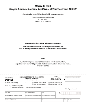 Oregon Estimated Income Tax Payment Voucher