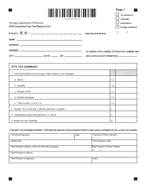 IFTA Quarterly Fuel Tax Return