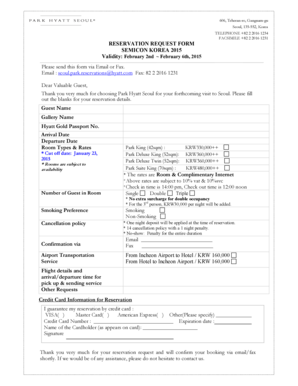 Park Hyatt Seoul Reservation Request Form