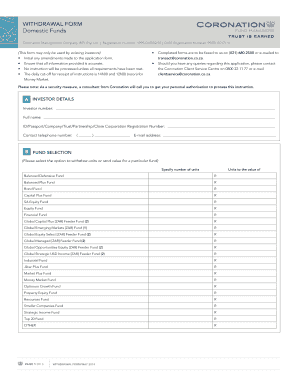 Coronation Withdrawal Form