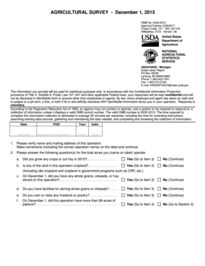 USDA Agricultural Survey Form
