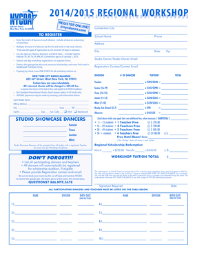 New York City Dance Alliance Registration Form