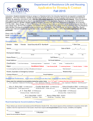 Southern University Housing Application & Contract