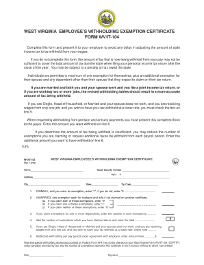 West Virginia Employee Withholding Exemption Certificate