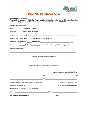 Field Trip Permission Form