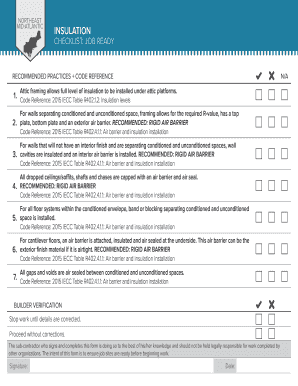 2015 IECC Insulation Checklist