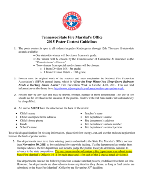 Tennessee Fire Prevention Week Poster Contest Guidelines