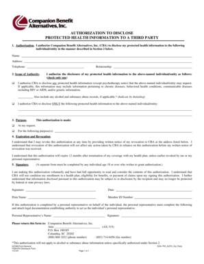 Authorization to Disclose Protected Health Information