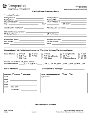 Facility-Based Treatment Form