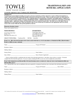 Traditional SEP and Roth IRA Application