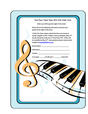 Peck Place Talent Show b2014b DVD Order bFormb Order your DVD bb - oess