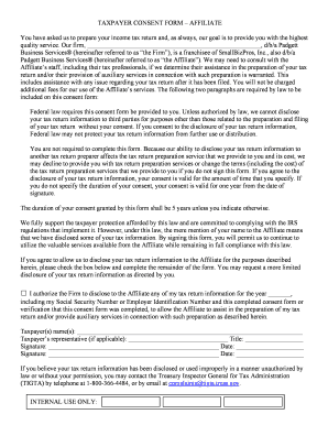 Taxpayer Consent Form – Affiliate