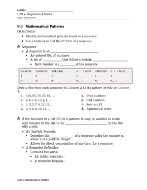 Algebra 2 Sequences & Series Notes