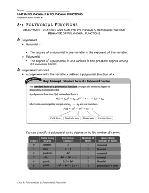 Polynomials Notes Packet