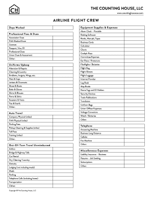 Airline Flight Crew Expense Report