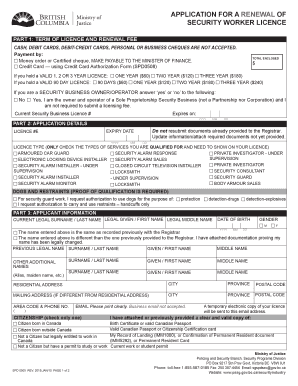 Security Worker Licence Renewal Application