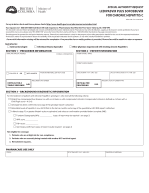 Special Authority Request for Ledipasvir Plus Sofosbuvir