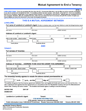 Mutual Agreement to End a Tenancy