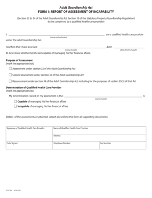 BFormb 1 Report of Assessment of Incapability