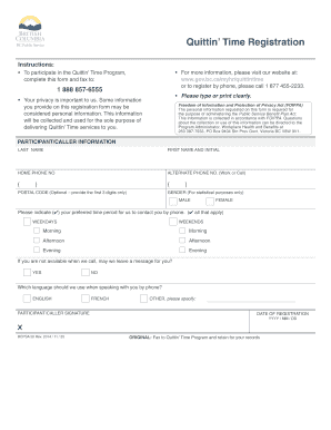 Quittin’ Time Registration Form