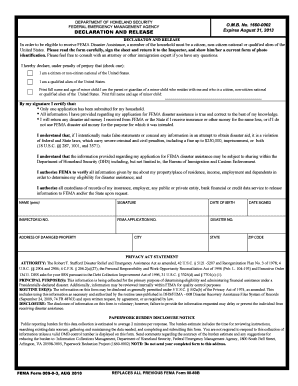 FEMA Disaster Assistance Declaration and Release