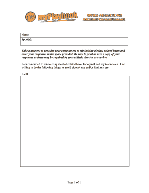 Athlete Alcohol Harm Reduction Commitment Form