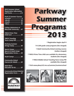 Parkway Summer School Registration Form