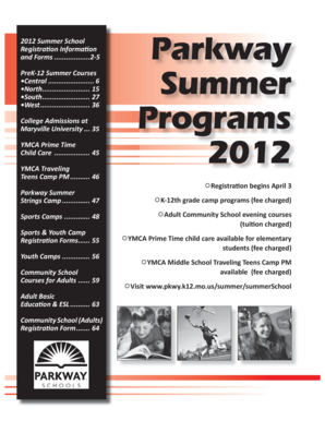Parkway Summer School Registration Form