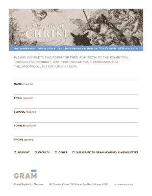 Grand Rapids Art Museum Exhibition Admission Form
