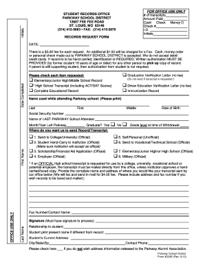 Parkway School District Records Request Form