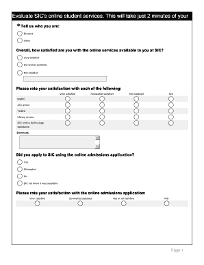 SIC Student Services Feedback Form