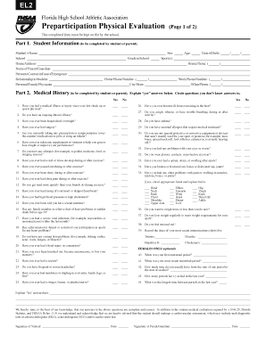 Florida High School Athletic Association Preparticipation Physical Evaluation