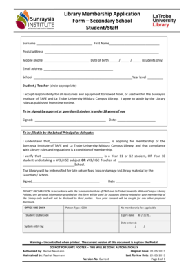 Library Membership Application Form