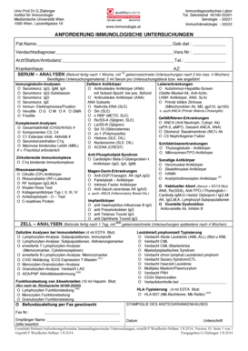 ANFORDERUNG IMMUNOLOGISCHE UNTERSUCHUNGEN