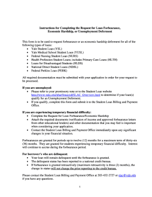 Request for Student Loan Forbearance/Economic Hardship