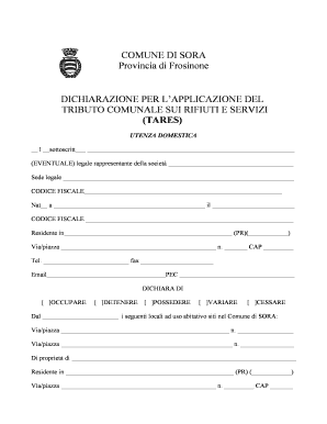 Dichiarazione per l’applicazione del tributo comunale sui rifiuti e servizi (TARES)