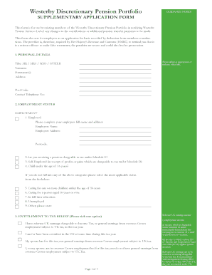 Westerby Discretionary Pension Portfolio Supplementary Application Form