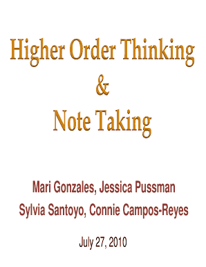 Higher Order Thinking Note Taking