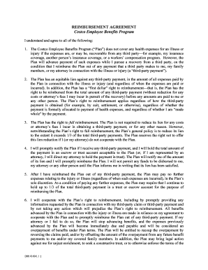Costco Employee Benefits Reimbursement Agreement