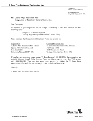Costco 401(k) Retirement Plan Designation of Beneficiary Form