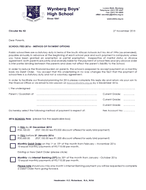 South African School Fees Payment Form