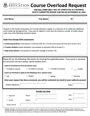 Course Overload Request Form